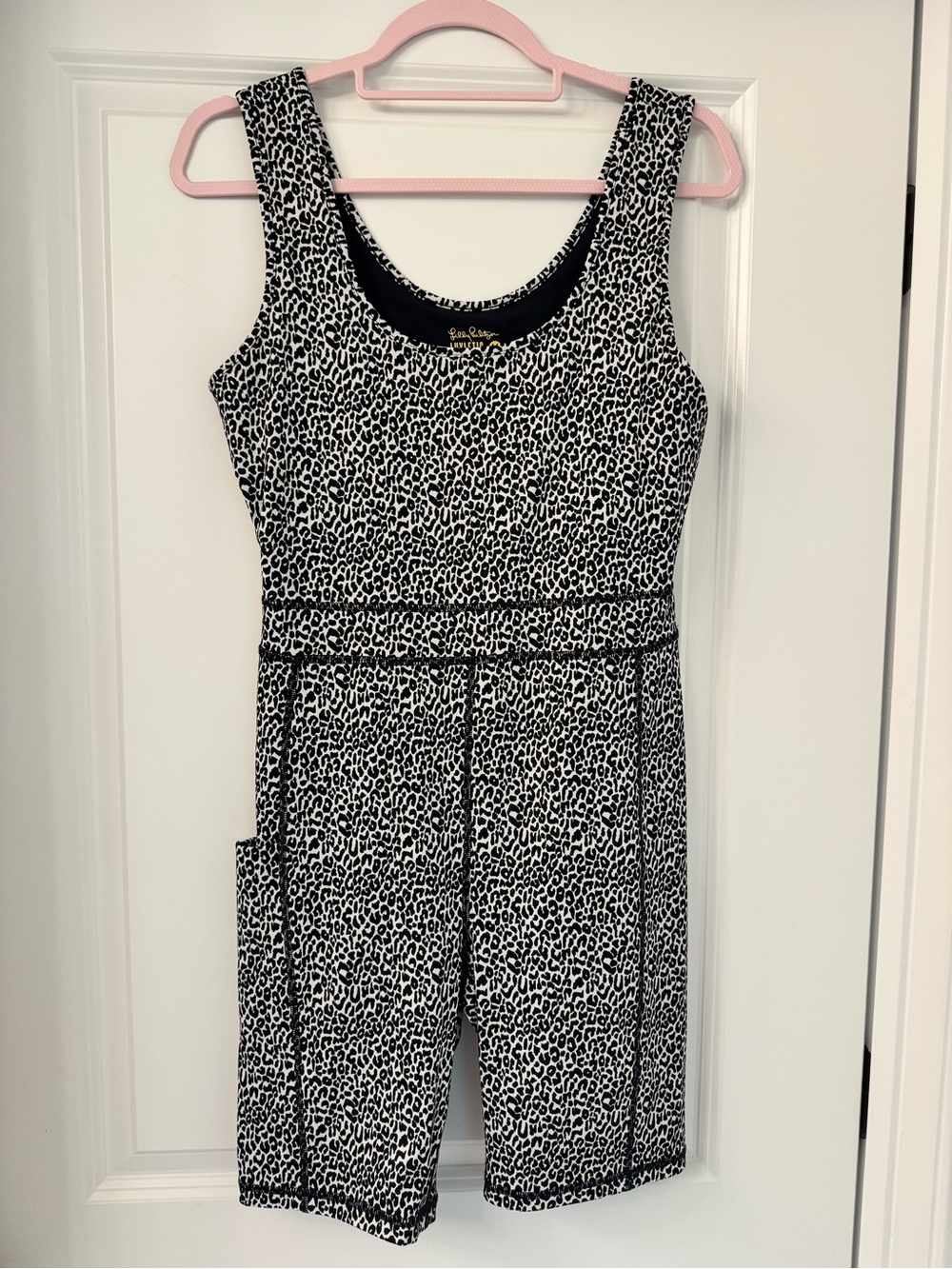 Lilly Pulitzer Black and White Leopard Print Midi Dress